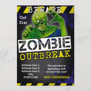 Anpassningsbarna Zombie Utbrott Halloween fest Inb Inbjudningar