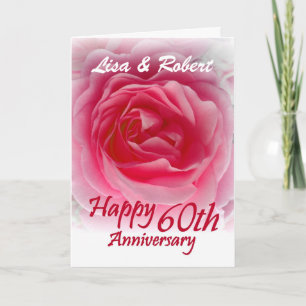 ANPASSNINGSBARNAMN - 60th årsdag med rosa ros Kort