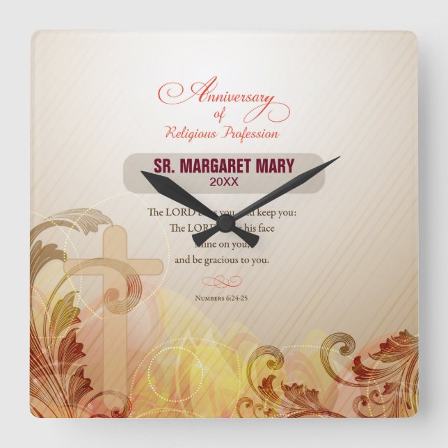 Anpassningsbarnamn- & årsnunna, 60th fyrkantig klocka (Framsida)