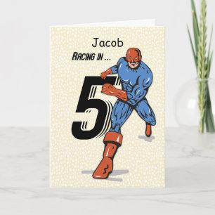 Anpassningsbarnamn, Jacob, 5th födelsedagSuperhero Kort