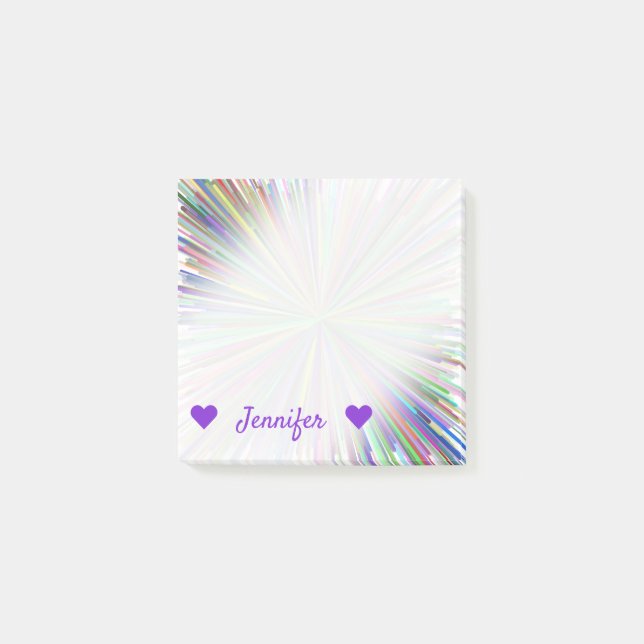 Anpassningsbarnamn + Mångfärgat fodra Post-it Block (Framsida)