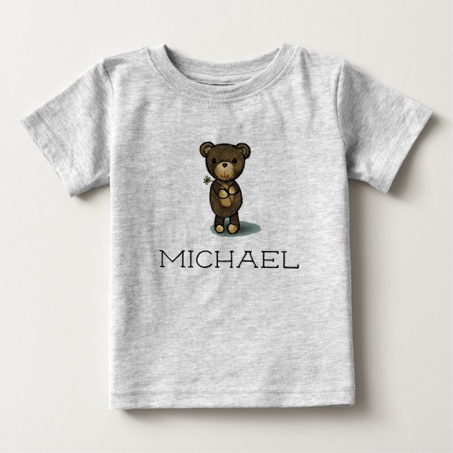 Anpassningsbarnamn/personifierad gullig nalle t shirt (Framsida)