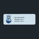 anpassningsbarnas adressetikett Julprydnad Returadress Etikett<br><div class="desc">Anpassningsbar jul returetiketter blått och vitt redo för prydnadsföremål för personlig anpassning. Offentlig domänavbildning.</div>