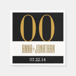 Anpassningsbarnas årsdag Modern Guld och svart V06 Pappersservett