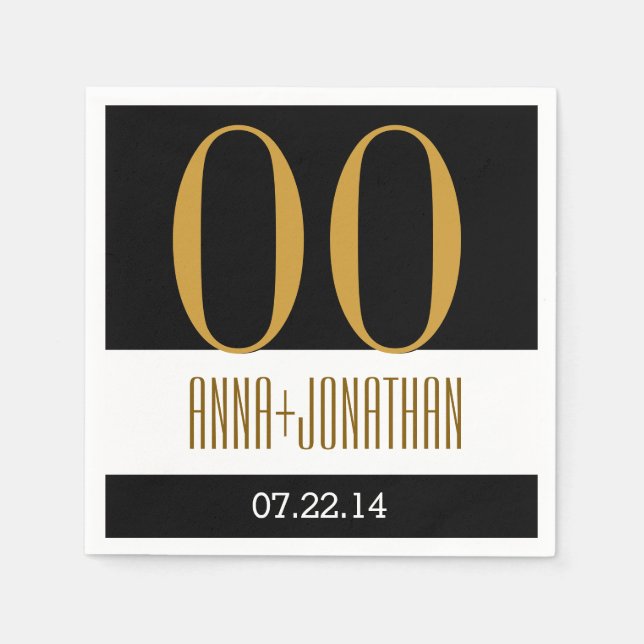 Anpassningsbarnas årsdag Modern Guld och svart V06 Pappersservett (Framsidan)
