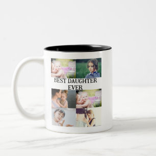 Anpassningsbarnas bästa dotter - 6 fotokollage Två-Tonad mugg
