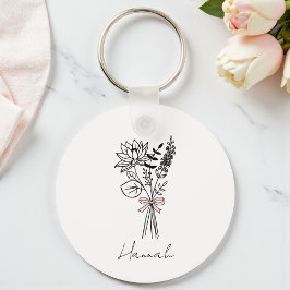 Anpassningsbarnas Blommigt för Bridesmaid Nyckelring