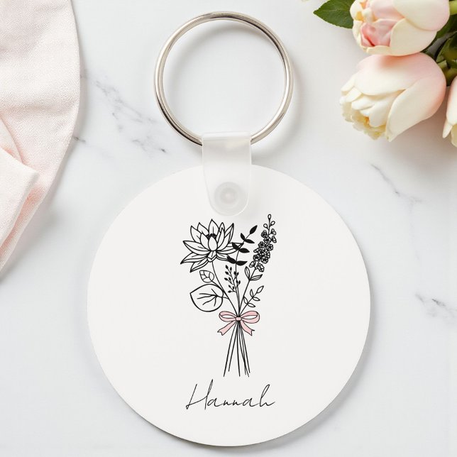 Anpassningsbarnas Blommigt för Bridesmaid Nyckelring (Skapare uppladdad)