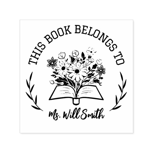 Anpassningsbarnas Blommigt i Bok-Tillhöret till lä Självfärgande Stämpel (Design)