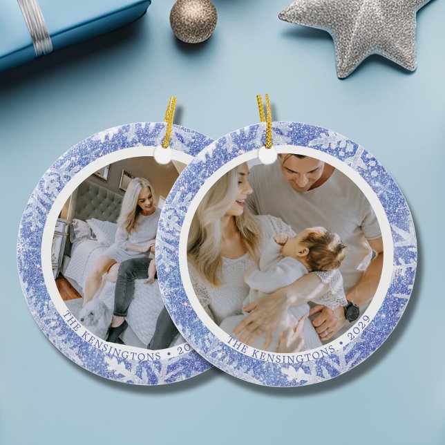 Anpassningsbarnas Dubbla-sidig fotojulprydnad Julgransprydnad Keramik (Custom Double-Sided Photo Christmas Ornament)