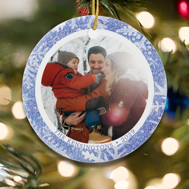 Anpassningsbarnas Dubbla-sidig fotojulprydnad Julgransprydnad Keramik (Custom Double-Sided Photo Christmas Ornament)
