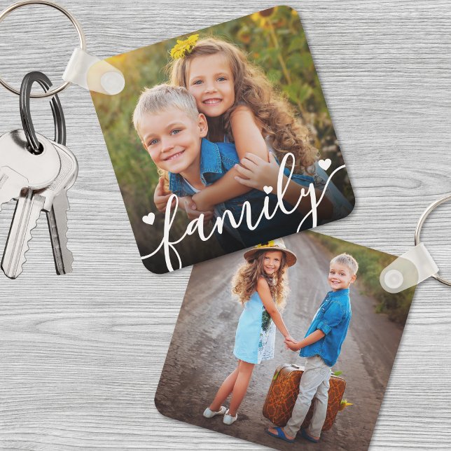 Anpassningsbarnas Dubbla två foto på sidan Nyckelring (Custom Double Sided Two Photo keychain)