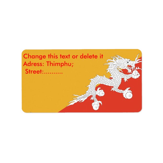 Anpassningsbarnas etikett med Flagga Bhutan Adressetikett (Framsidan)