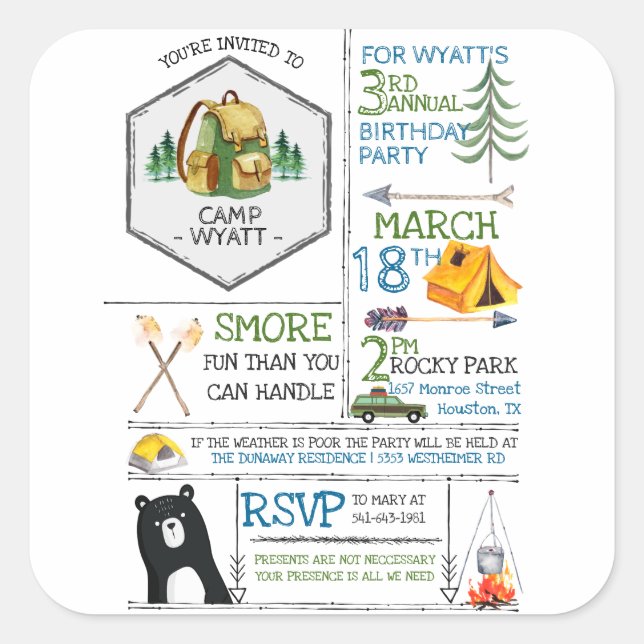 Anpassningsbarnas fästmärke fyrkantigt klistermärke (Framsida)