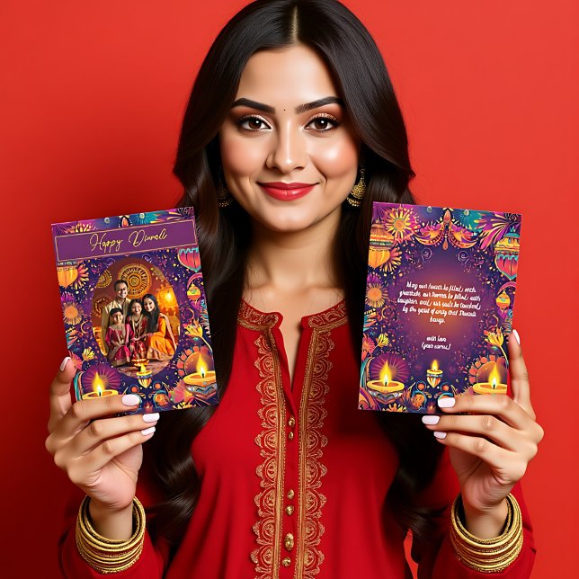 Anpassningsbarnas foto- och textdiwali-kort inbjudningar (Custom photo & text Diwali card)
