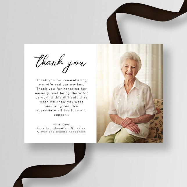 Anpassningsbarnas fotobakgrund tack kort (Custom Photo Funeral Thank You Card)