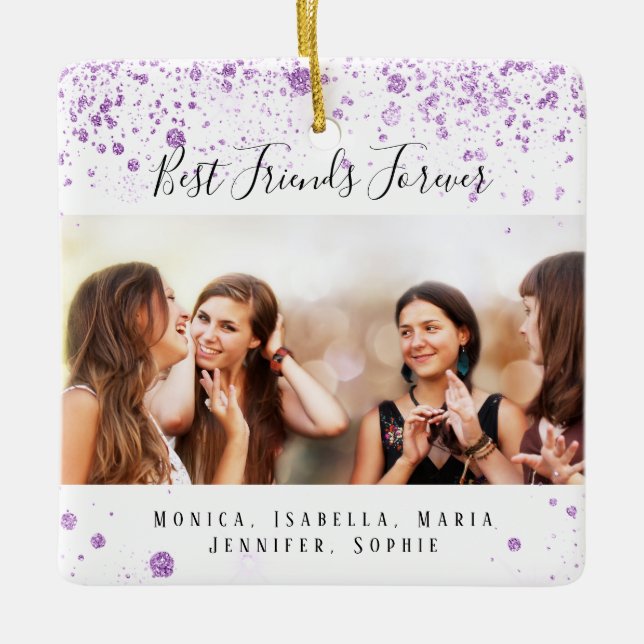 Anpassningsbarnas fotobästa vänner för alltid lila julgransprydnad keramik (Framsida)