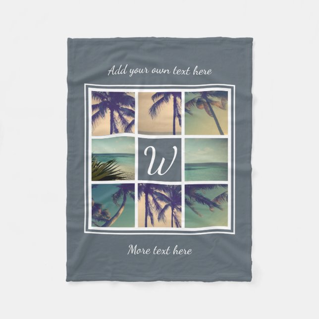 Anpassningsbarnas fotokollage fleece filt med mono (Framsidan)