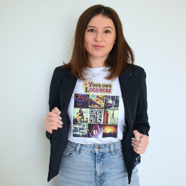 Anpassningsbarnas fotokollage Qr och logotyp T-Shi T Shirt