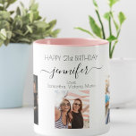 Anpassningsbarnas fotomottagare svartvit chic mugg<br><div class="desc">En gåva från vänner för en kvinnas 21:a födelsedag, som firar hennes liv med tre av dina foton av henne, hennes vänner, familj, intresse eller husdjur. Anpassa och lägg till namn, 21 år och namn. Svart färgad brev. En chic, klassisk vit bakgrund. Hennes namn är skrivet med ett modernt handskript...</div>