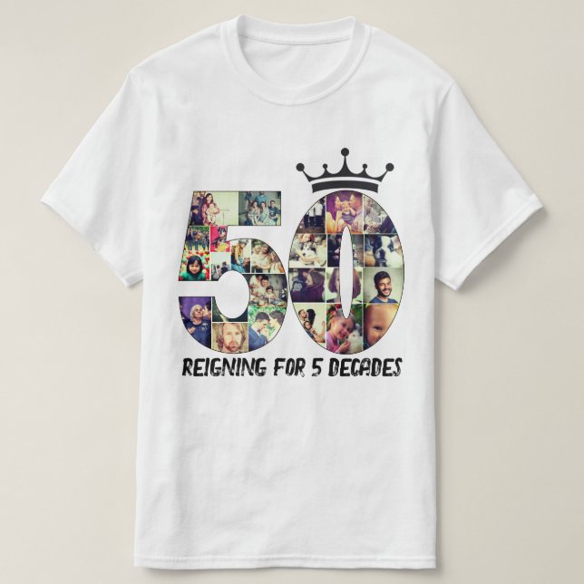 Anpassningsbarnas fotonummerkollage 50 text krona t shirt (Design framsida)