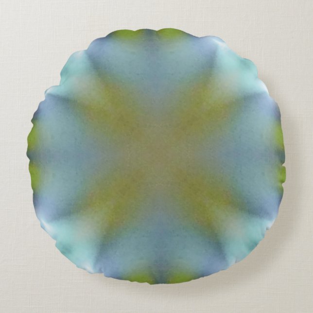 Anpassningsbarnas Grönt Cyan Designad Round Pillow Rund Kudde (Framsidan)