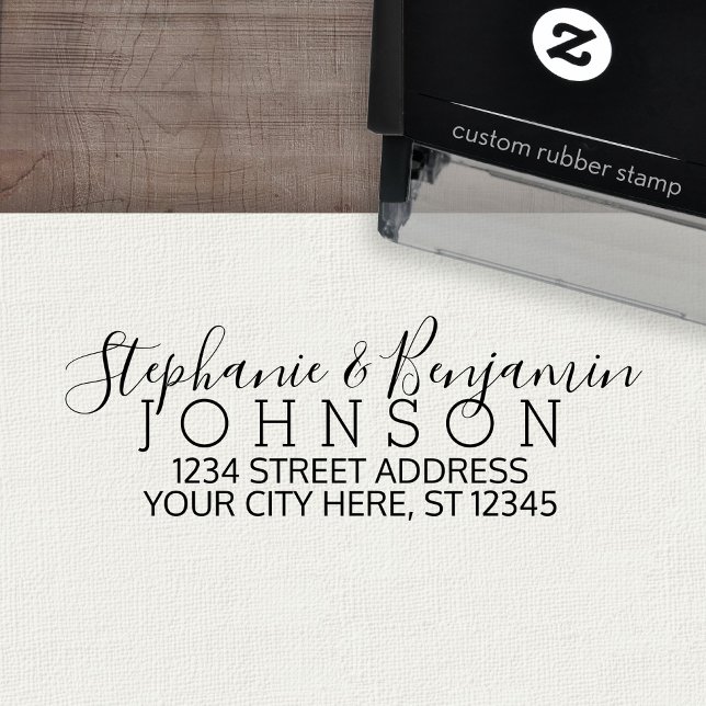Anpassningsbarnas grundstomme och Returadress Självfärgande Stämpel (Personalized Wedding Rubber Stamp - Self-Inking)