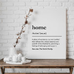 Anpassningsbarnas hemdefinitionsfamilj namn svartv canvastryck<br><div class="desc">Skapa din egen hemdefinition för anpassningsbarna, med din familj namn nedan. Svart och vit minimalistisk stil-ordlista med hemmaplan. Svart modern typografi skrivs ut på vit bakgrund. Anpassa definitionen om du vill eller bara lägger till din familj namn kan du också välja en annan bakgrund färg om du skriver in den...</div>