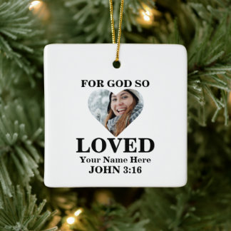 Anpassningsbarnas hjärtfoto Christian Bible Verse Julgransprydnad Keramik