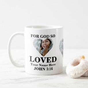 Anpassningsbarnas hjärtfoto Christian Bible Verse Kaffemugg