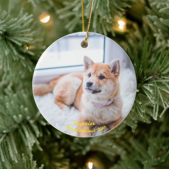 Anpassningsbarnas Hund - Ornament, Unik fotojul Julgransprydnad Keramik (Träd)