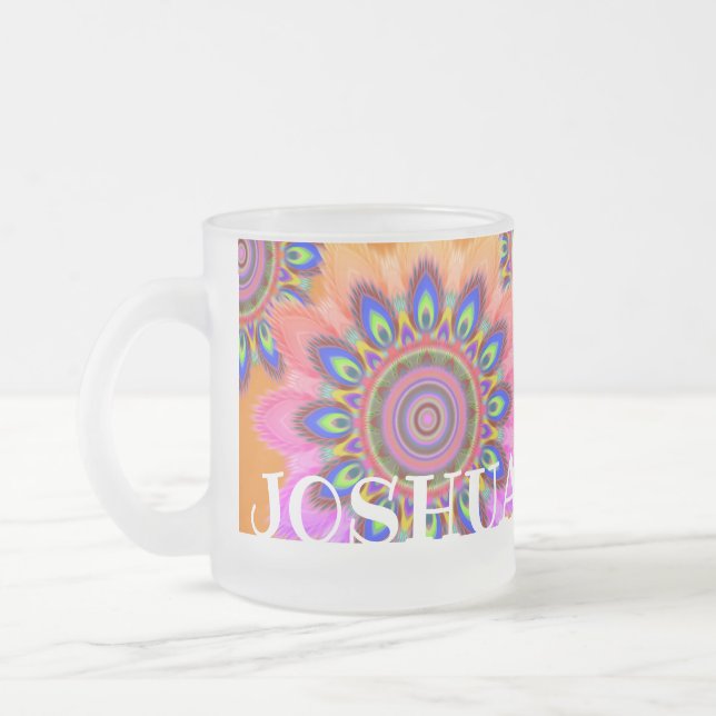 Anpassningsbarnas initiala BOHO mandala-frostade g Frostad Glasmugg (Vänster)