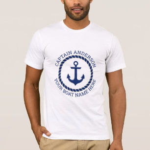 Anpassningsbarnas kapten och båtens namn ankare oc t shirt