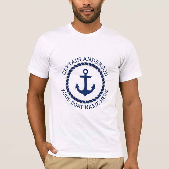 Anpassningsbarnas kapten och båtens namn ankare oc t shirt (Framsida)