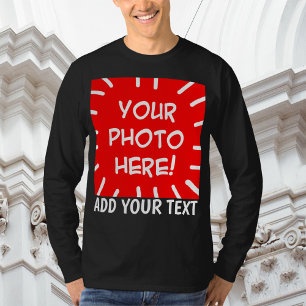 Anpassningsbarnas långärmad för foto och text t shirt