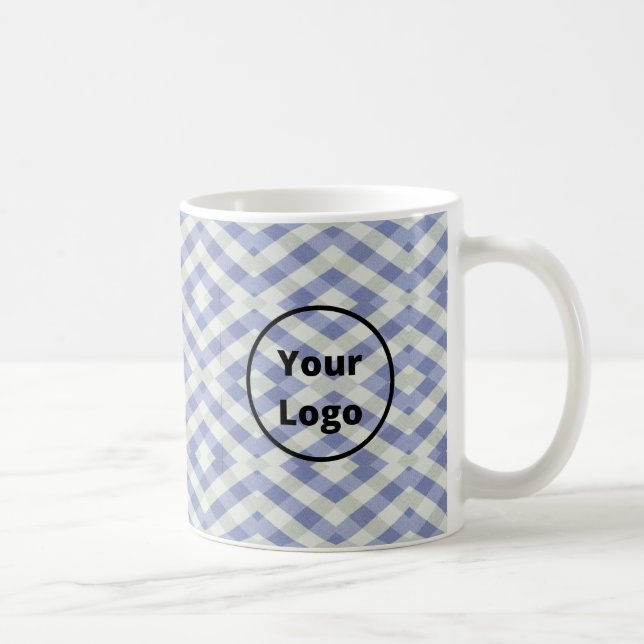 Anpassningsbarnas logotyp, blå och vit geometrisk  kaffemugg (Höger)