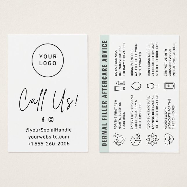 Anpassningsbarnas Logotyp Dermal Filler Aftercare- Visitkort (Framsida & baksida)