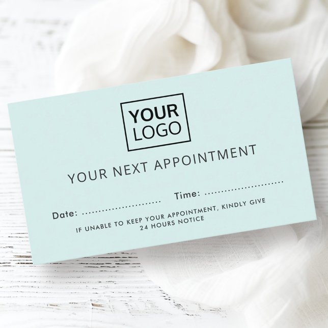Anpassningsbarnas logotyp ljusblå, moderna avtalsk tidsbeställning kort (Custom logo light blue modern appointment cards)