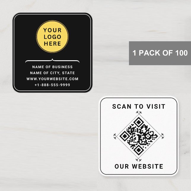 Anpassningsbarnas Logotyp med QR-kod | Modern svar Fyrkantigt Visitkort (minimalist square business cards)