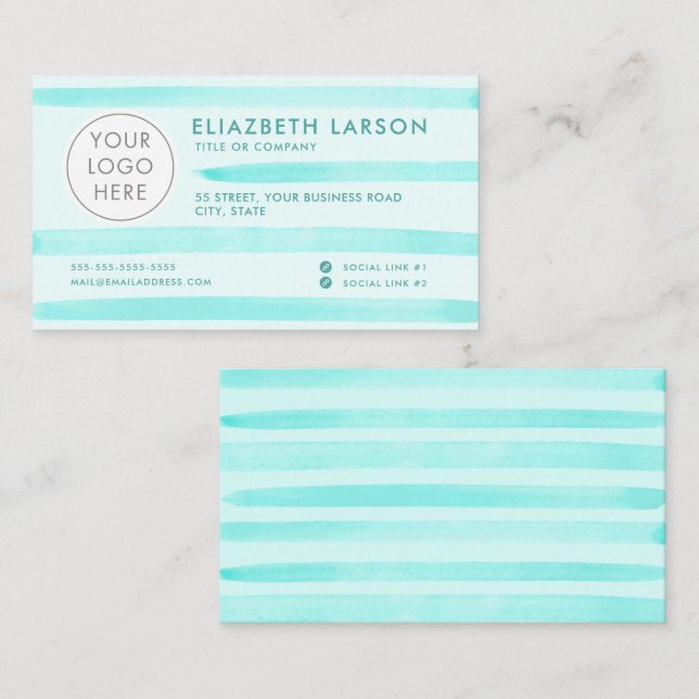 Anpassningsbarnas Logotyp Modern minimalistisk blå Visitkort (Fram/baksida)