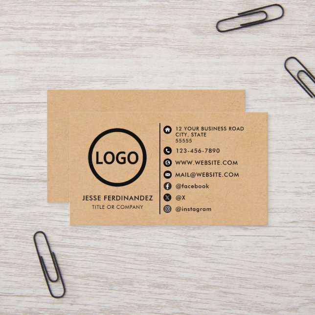 Anpassningsbarnas logotyp modern minimalistisk Kra Visitkort (Fram/Back In Situ)