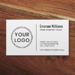 Anpassningsbarnas logotyp modern minimalistisk vit visitkort<br><div class="desc">Moderna vita affärskort eller andra färg- med anpassningsbar logotyp-mall. Modern,  minimal design. Typsnitt,  teckensnitt färg och färg i bakgrunden kan ändras med verktyg.</div>