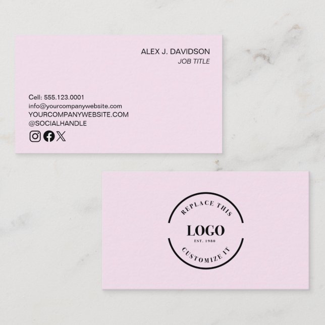 Anpassningsbarnas logotyp modern rosa av minimalis visitkort (Fram/baksida)
