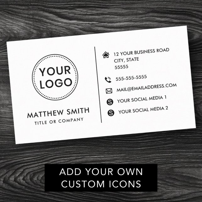 Anpassningsbarnas logotyp moderna minimalistiska m visitkort (Modern, minimal white or any color business card template with your logo)