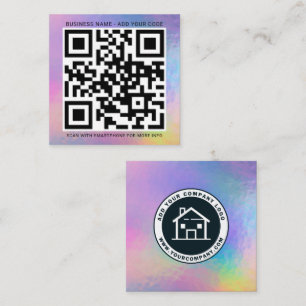 Anpassningsbarnas Logotyp och QR-kod, holografisk  Fyrkantigt Visitkort