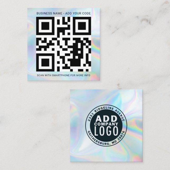 Anpassningsbarnas Logotyp och QR-kod Holografisk P Fyrkantigt Visitkort (Fram/baksida)