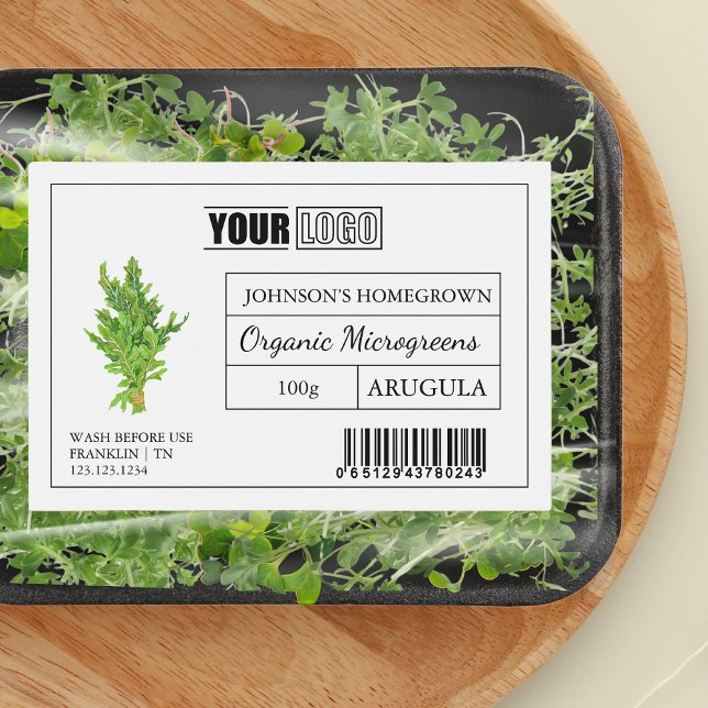 Anpassningsbarnas Logotyp och streckkod Arugula Mi Mat Etiketter (Skapare uppladdad)