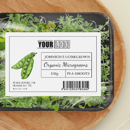 Anpassningsbarnas Logotyp och streckkod Pea Shoot  Mat Etiketter