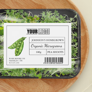 Anpassningsbarnas Logotyp och streckkod Pea Shoot Mat Etiketter