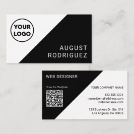 Anpassningsbarnas Logotyp QR Black White Geometric Visitkort